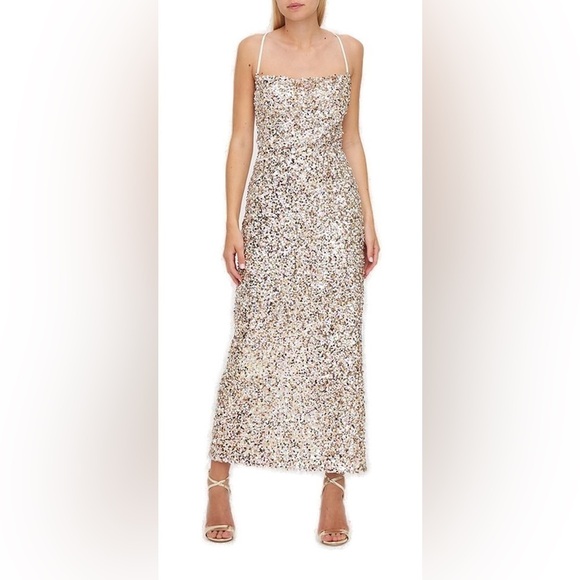 Sabina Musayev Sequin Embellished Spaghetti Strap Dress NEW XL​​​​​​ - Picture 1 of 10